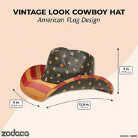 Vintage Cowboy Party Hat with American Flag Design for Adults (Unisex)