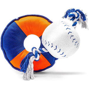 Zodaca Dog Toys Bundle, Baseball Plush with Rope and Crinkle (2-Pack)