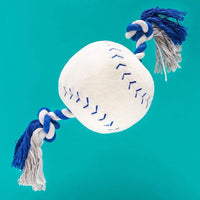Zodaca Dog Toys Bundle, Baseball Plush with Rope and Crinkle (2-Pack)