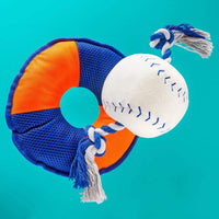 Zodaca Dog Toys Bundle, Baseball Plush with Rope and Crinkle (2-Pack)