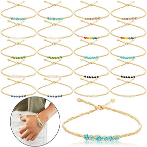 Zodaca Glass Beaded VSCO Bracelets with Adjustable Natural Cord for Wrists or Ankles (20-Pk)