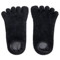Black 5-Toe Gel Socks (US 7-10, 2 Pairs)