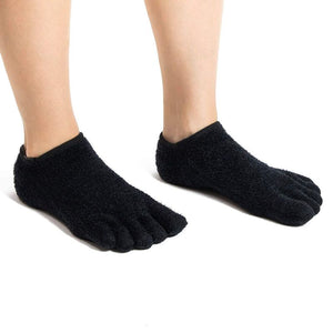 Black 5-Toe Gel Socks (US 7-10, 2 Pairs)