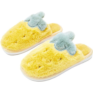 Zodaca Pineapple Slippers, Cute Fuzzy House Slippers for Women (Small, US W 6.5) Yellow