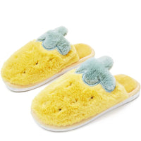 Pineapple Fuzzy House Slippers for Women (Medium, US W 7.5) Yellow