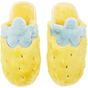 Pineapple Fuzzy House Slippers for Women (Medium, US W 7.5) Yellow