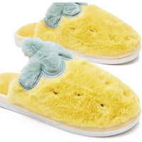 Pineapple Slippers, Cute Fuzzy House Slippers for Women (Large, US W 8.5) Yellow