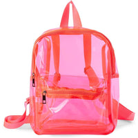 Mini Clear Backpack, Stadium Approved (Neon Pink, 4 x 11.9 x 9.1 In)
