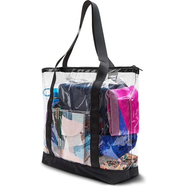 Clear PVC Tote Bag, Stadium Approved Tote with Zipper (19 x 6 x 13 Inches)