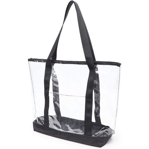 Clear PVC Tote Bag, Stadium Approved Tote with Zipper (19 x 6 x 13 Inches)