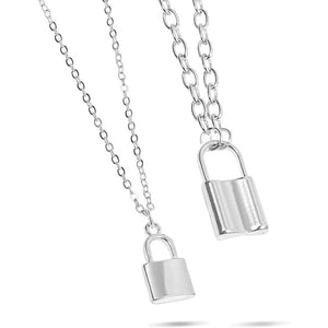 EBoy Chain Set, Padlock Lock Necklaces in Silver (2 Pack)