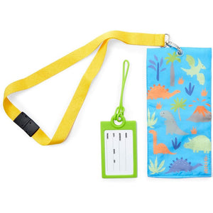 Kid's Dinosaur Boarding Pass and Luggage Tag Set for Travel (2 Pieces)