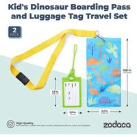 Kid's Dinosaur Boarding Pass and Luggage Tag Set for Travel (2 Pieces)