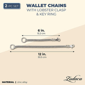 Wallet Chains with Lobster Clasp and Key Ring, 2 Sizes (2 Pieces)