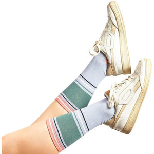 Retro Striped Crew Ankle Socks for Women (7 Pairs)