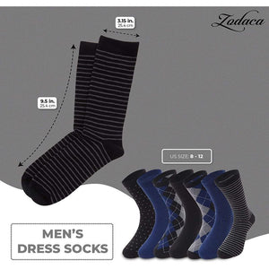 Dress Socks for Men, Navy, Black and Grey Patterns (US Size 7-10, 7 Pairs)