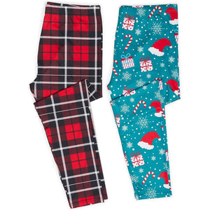 Zodaca Plus Size Leggings for Women, Christmas Stockings in 2 Designs (2XL, 2 Pack) Black