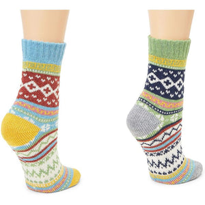Cozy Crew Cabin Socks for Women and Men, Fair Isle (One Size, 7 Pairs)