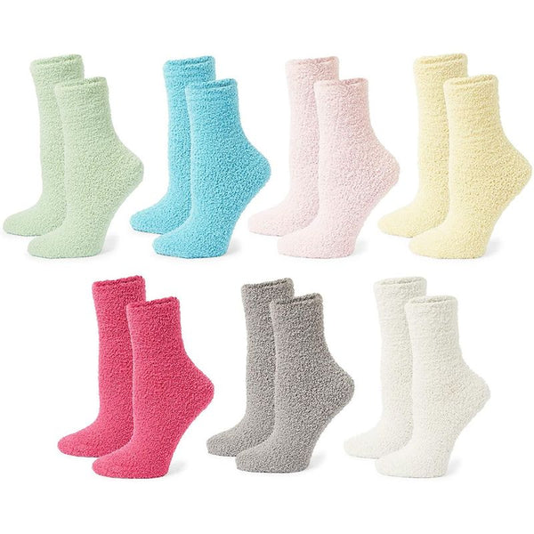 Colorful Fuzzy Socks for Women (US Size 9-11, 7 Pairs)