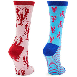 Lobster Lovers Crew Socks for Women, Fun Gift Set (One Size, 2 Pairs)