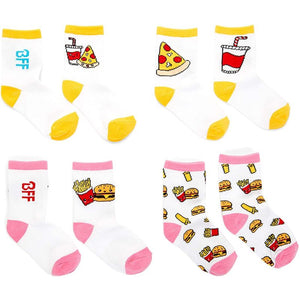 Fast Food Lovers Crew Socks for Girls, Fun Gift Set (One Size, 12 Pairs)