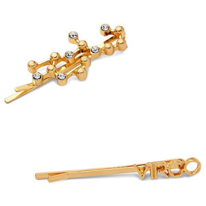 Virgo Zodiac Hair Pins, Rhinestone Barrettes (Gold, 2 Pack)