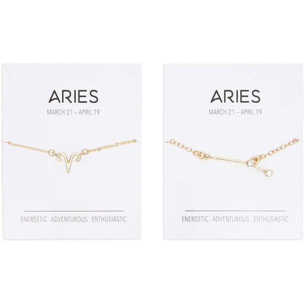 Aries Zodiac Necklace and Bracelet, Astrology Jewelry Sets for Women