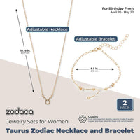 Taurus Zodiac Necklace and Bracelet, Astrology Jewelry Sets for Women