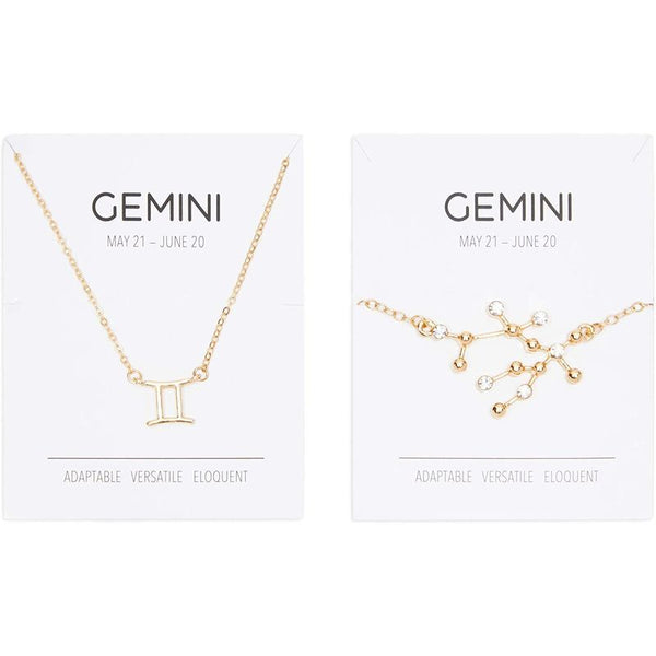 Gemini Zodiac Necklace and Bracelet, Astrology Jewelry Sets for Women