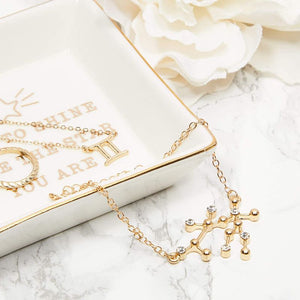 Gemini Zodiac Necklace and Bracelet, Astrology Jewelry Sets for Women