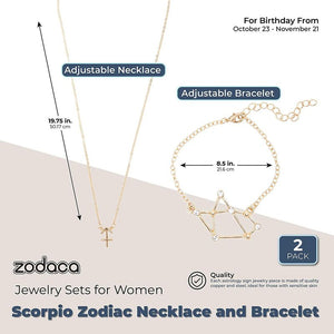 Scorpio Zodiac Necklace and Bracelet, Astrology Jewelry Sets for Women