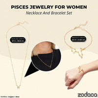 Pisces Zodiac Necklace and Bracelet, Astrology Jewelry Set for Women (2 Pieces)