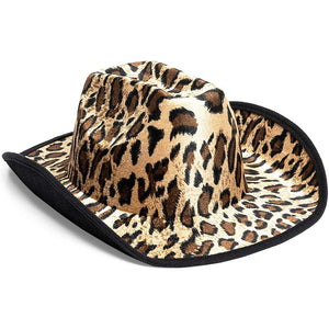 Zodaca Fun Party Cowboy Hat, Leopard Print (Adult Size, Unisex)
