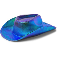 Zodaca Metallic Green Western Cowboy Hat for Adults (Holographic, Unisex)
