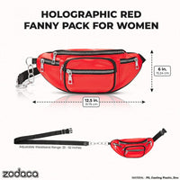 Red Fanny Pack with XXL Adjustable Strap 33-52 In (Unisex)
