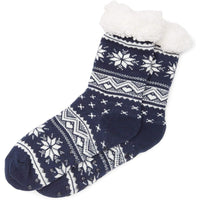 Zodaca Sherpa Lined Slipper Socks for Men, Fun Gift Set (US Size 8-10, 2 Pairs) Black