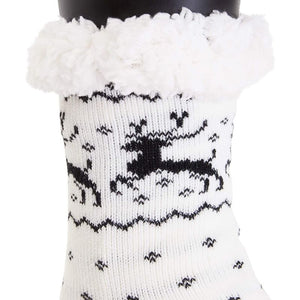 Sherpa Lined Christmas Slipper Socks for Women, Anti-Slip Sole (US Size 6-8, 2 Pairs)