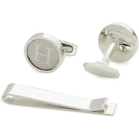 Men’s Initial Cufflinks and Tie Clips Set with Gift Box, Letter H (3 Pieces)