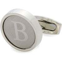 Men’s Initial Cufflinks and Tie Clips Set with Gift Box, Letter B (3 Pieces)