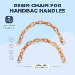 Resin Chain for Handbag Handle, Brown Purse Replacement Strap (16.5 in, 2 Pack)