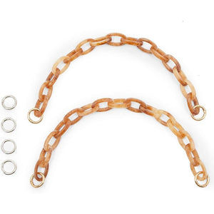 Resin Chain for Handbag Handle, Brown Purse Replacement Strap (16.5 in, 2 Pack)