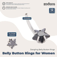 Zodaca Belly Button Rings for Women, Stainless Steel (14 Gauge, 12 Pack)