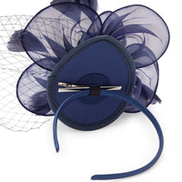 Zodaca Tea Hat Fascinator Headbands for Women with Mesh and Feathers (2 Pack) Blue