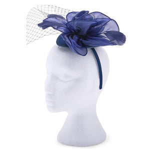 Zodaca Tea Hat Fascinator Headbands for Women with Mesh and Feathers (2 Pack) Blue