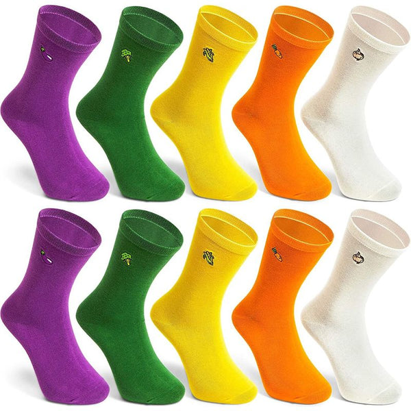 Embroidered Veggie Socks for Women in 5 Colors (5 Pairs)