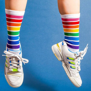 Gay Pride Mid-Calf Socks, Unisex Rainbow Socks (Adult Size, 3 Pairs)