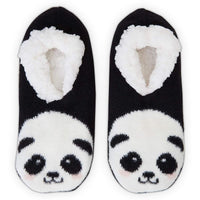 Faux Fur Non-Slip Slipper Socks for Women, Sloth and Panda (2 Pairs, Size Medium)