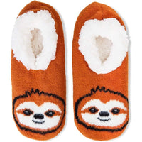 Faux Fur Lined Sloth and Panda Slipper Socks (2 Pairs, Size Large)