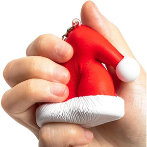 Squishy Christmas Keychains, Stocking Stuffers with Santa Boot and Hat (6 Pack)