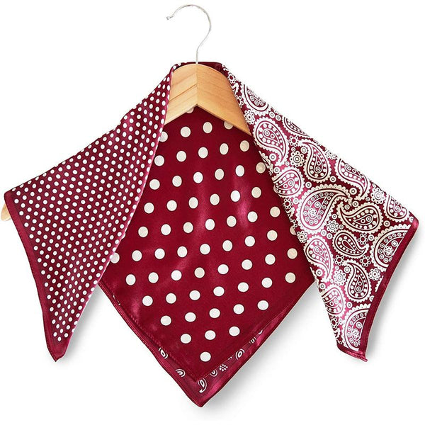Womens Small Square Silk Satin Scarf, Red, White Polka Dot Design (21 x 21 In)